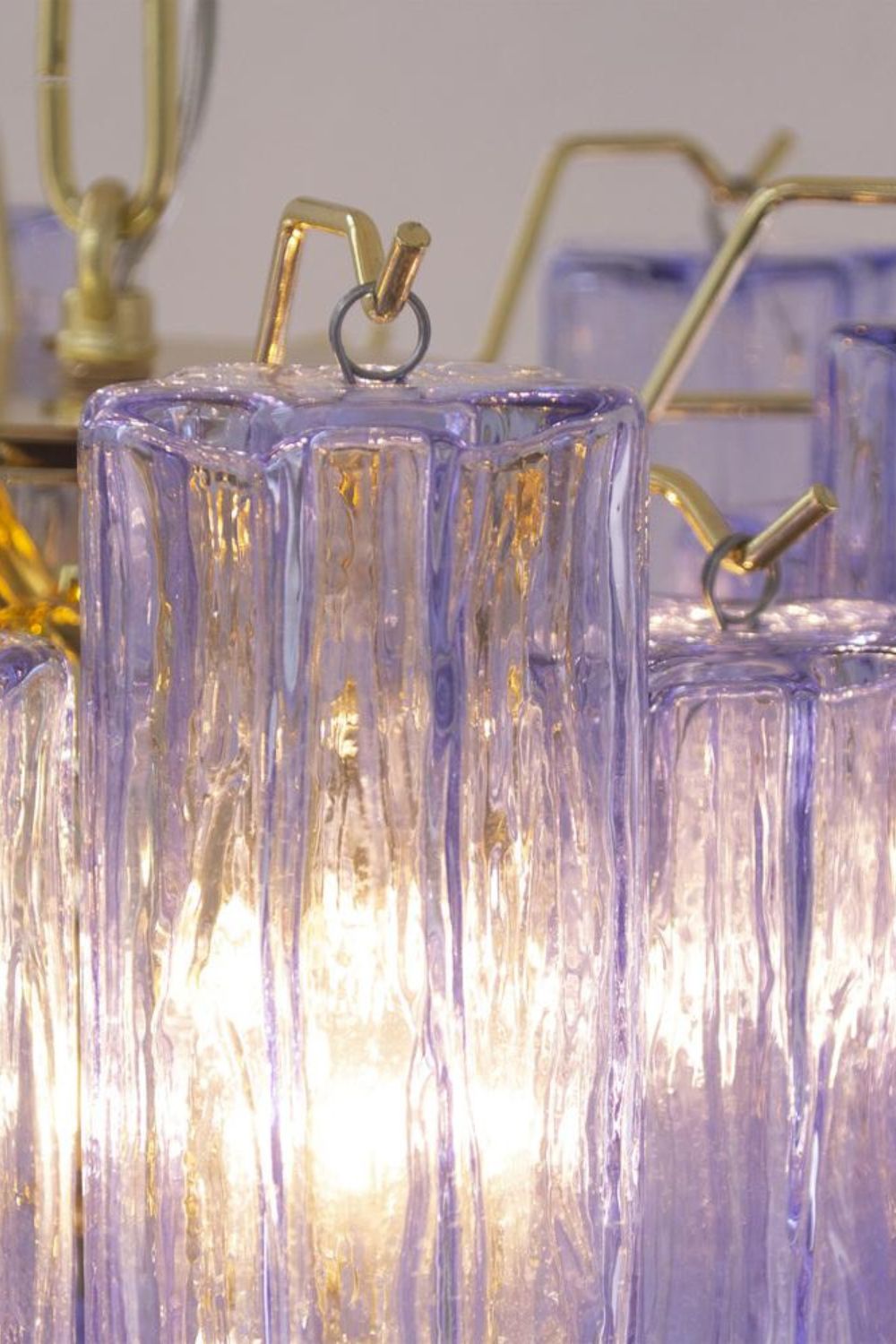 Vintage Art Blue-Purple Glass Tube Chandelier - view 9 | morylighting