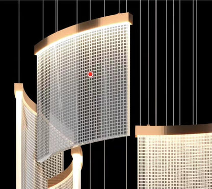 Designer Tile Spiral Chandelier for High-ceiling Foyer | Morylighting (4)