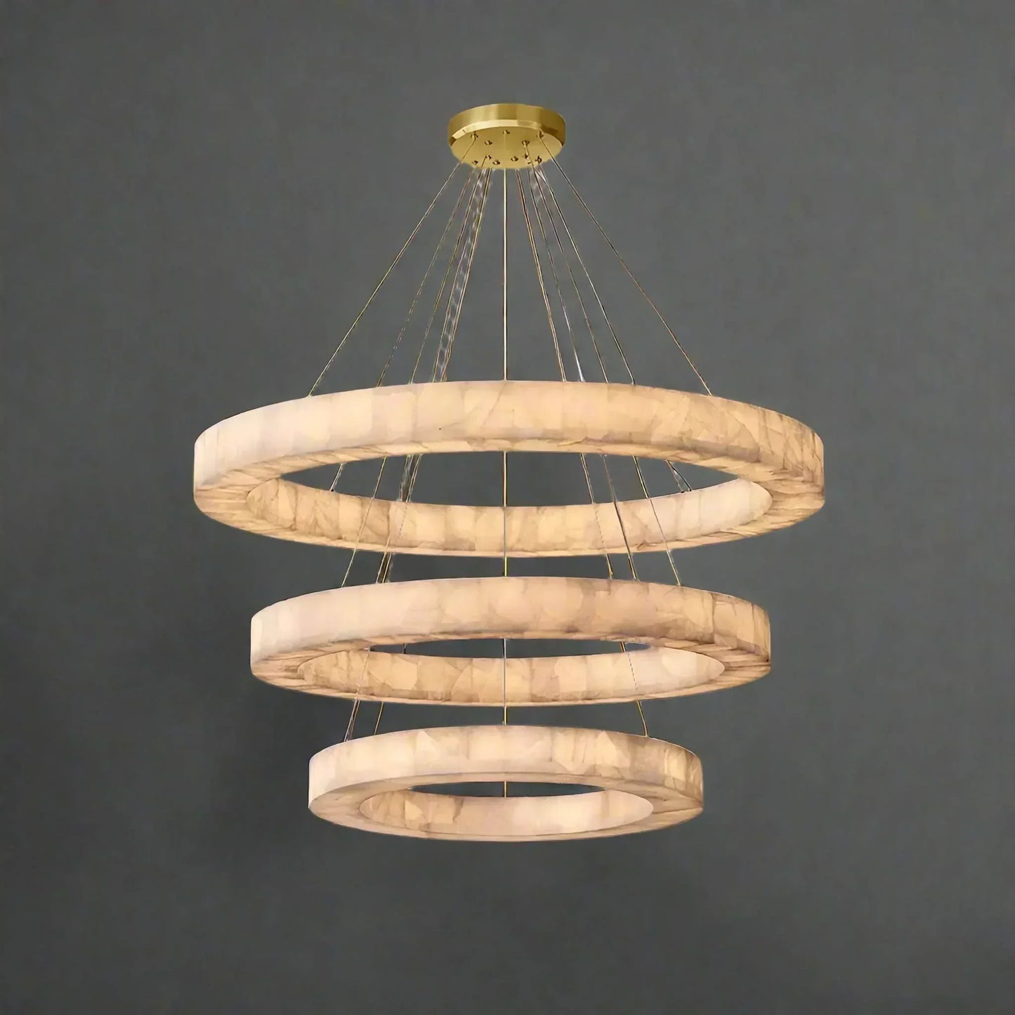 OLYRA 3-TIER ROUND ALABASTER CHANDELIER 39" 47" 59"D