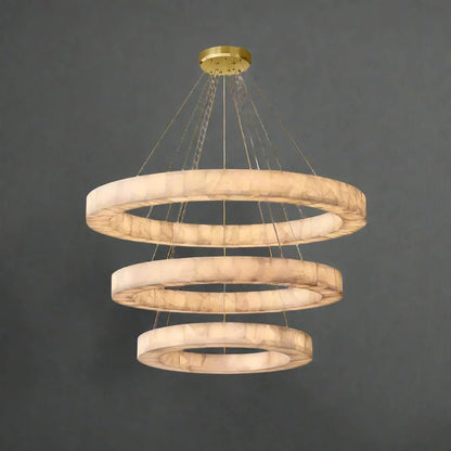 OLYRA 3-TIER ROUND ALABASTER CHANDELIER 39" 47" 59"D