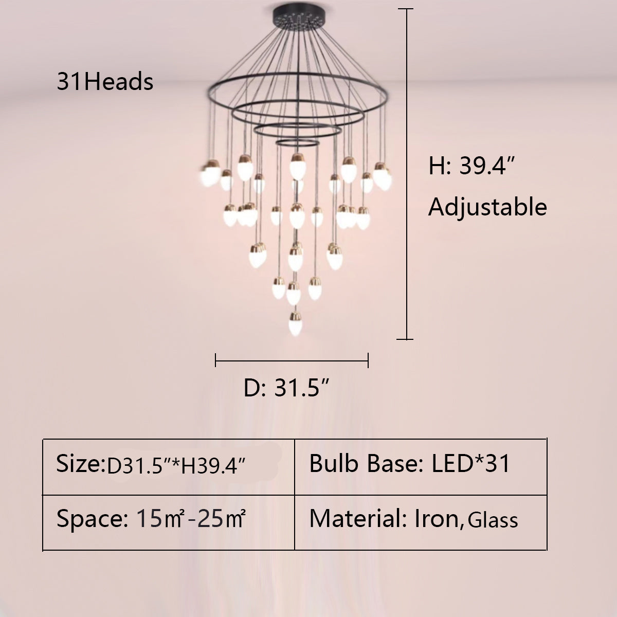 Morylighting Veridian Cascade Multi-Tier Chandelier - Background Shot