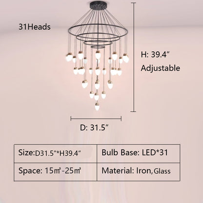 Morylighting Veridian Cascade Multi-Tier Chandelier - Background Shot