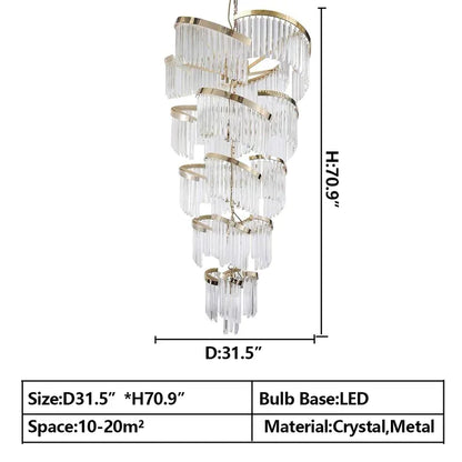 Morylighting Grand Tiered Spiral Crystal Chandelier - Background Shot