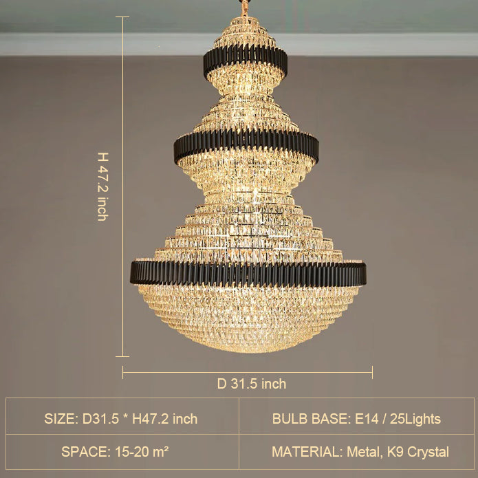 Morylighting Grand Lumina Round Iron Crystal Chandelier - Background Shot