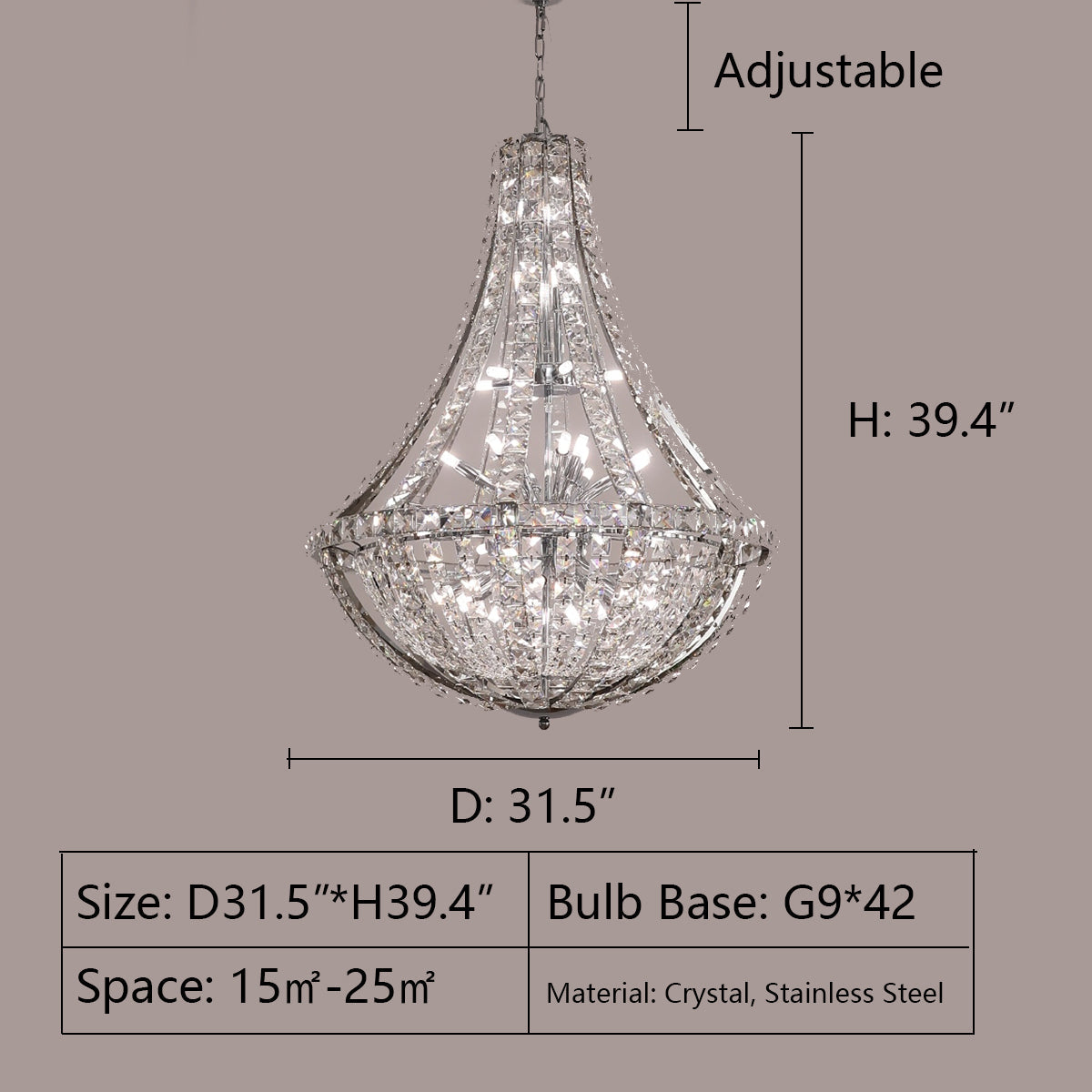 Morylighting Grand Lumina K9 Crystal Chandelier - Background Shot