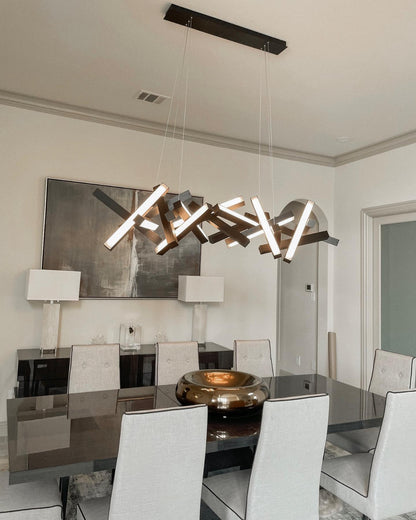 Modern Round/Linear Geometric Aluminum LED Chandelier for Dining Room/Bedroom