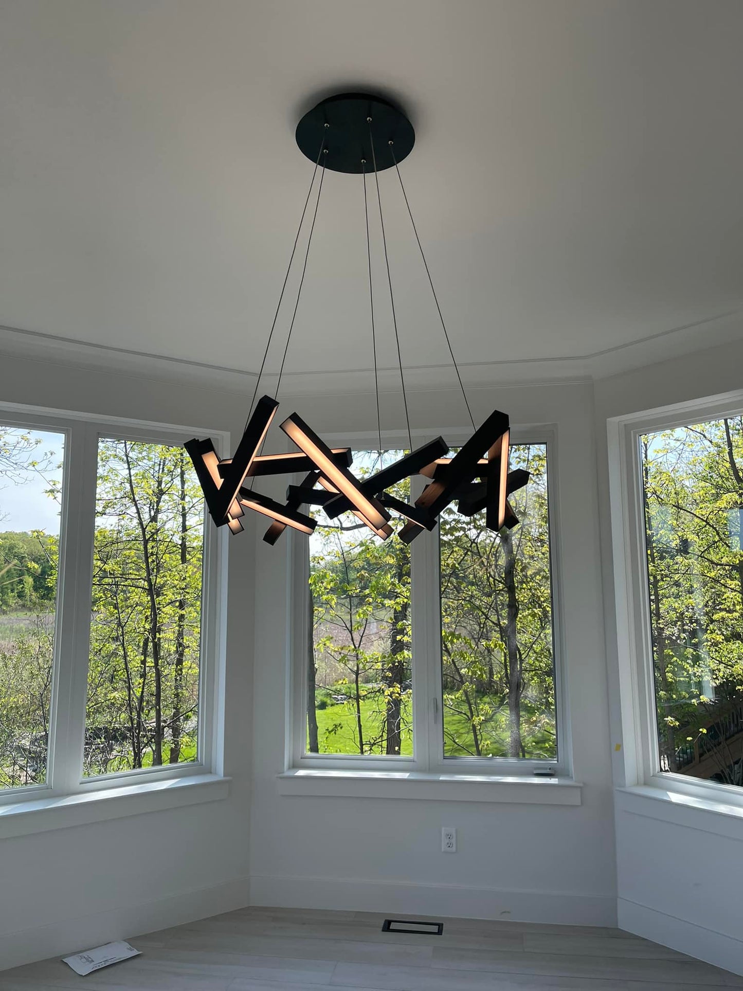 Modern Round/Linear Geometric Aluminum LED Chandelier for Dining Room/Bedroom