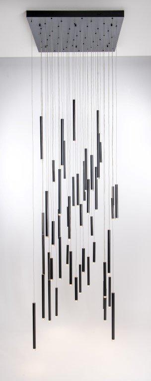 Bellini Square Tri-Tone Tubular Pendant Light Chandelier - morylighting