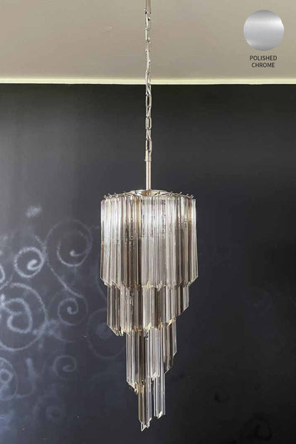Vintage Smoked Art Glass Prism Spiral Chandelier - view 18 | morylighting