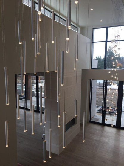 Bellini Square Tri-Tone Tubular Pendant Light Chandelier - morylighting