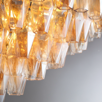 Cyra Glass Tiered Round Chandelier