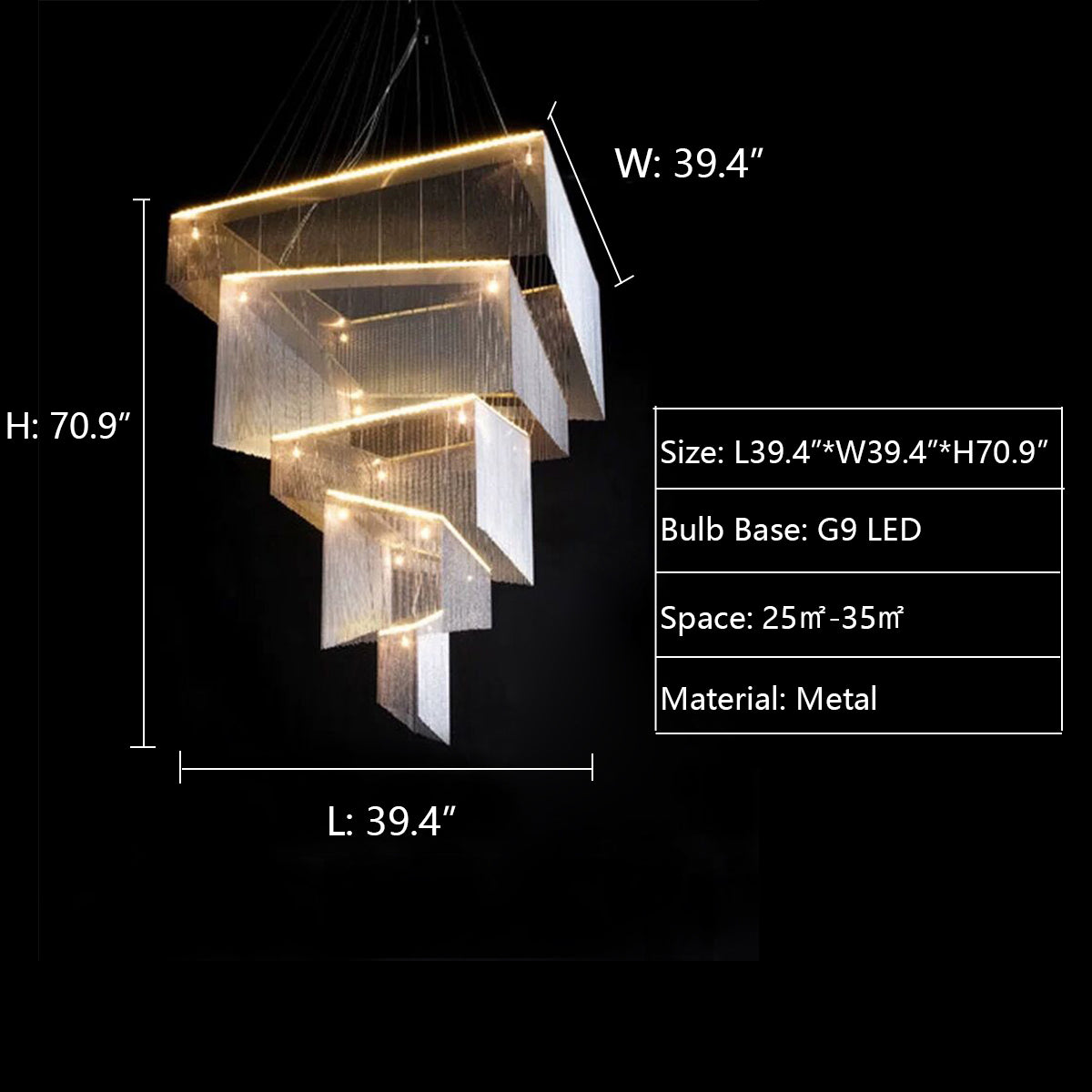 Morylighting Grand Cascade Rectangular Tassel Chandelier - Background Shot