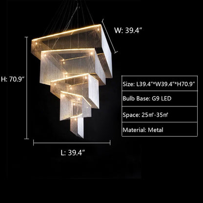 Morylighting Grand Cascade Rectangular Tassel Chandelier - Background Shot