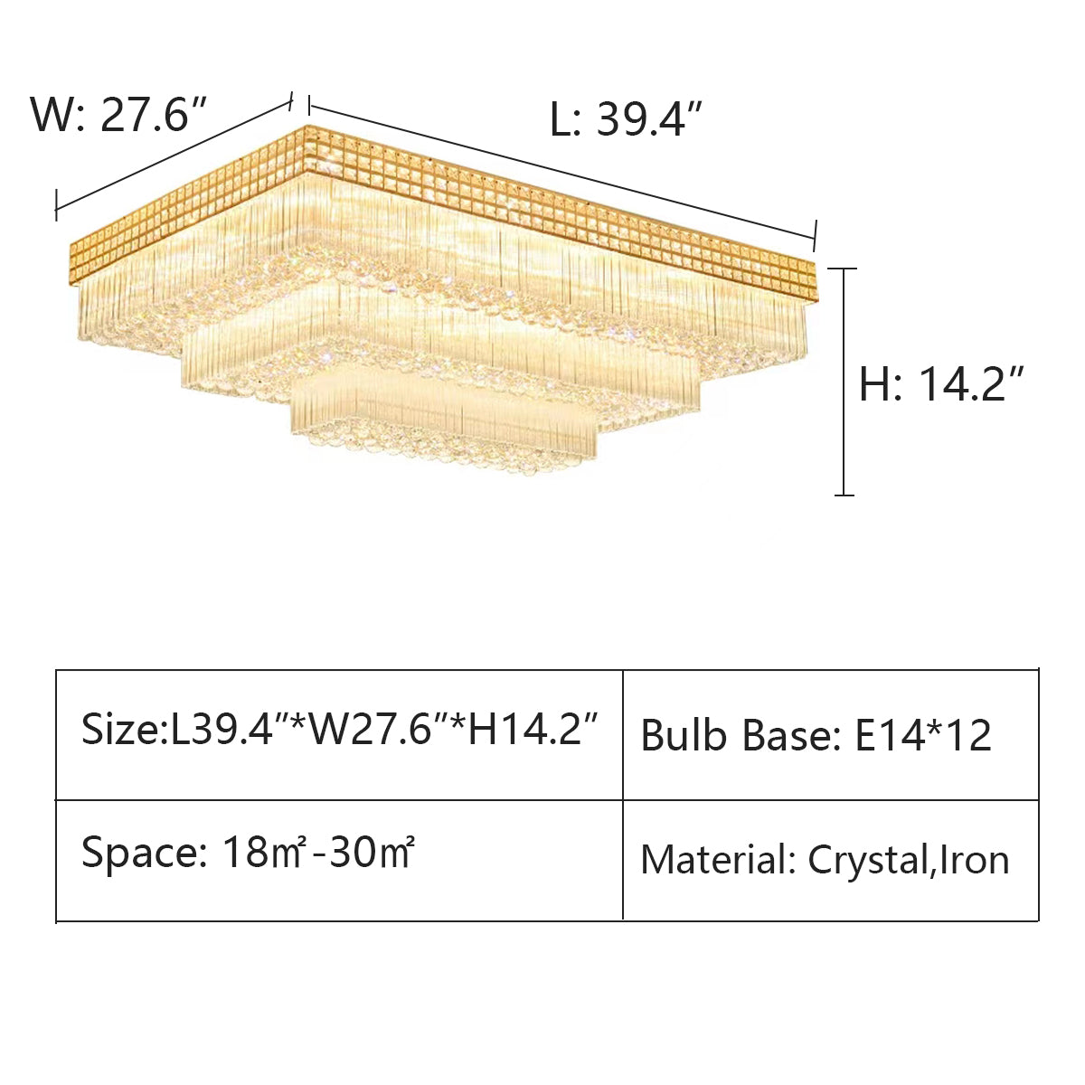 Morylighting Grand Lumina Rectangular Flush Mount Chandelier - Background Shot