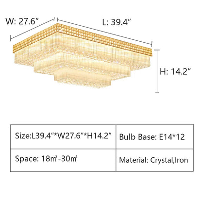 Morylighting Grand Lumina Rectangular Flush Mount Chandelier - Background Shot