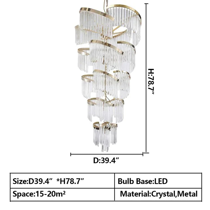 Morylighting Grand Tiered Spiral Crystal Chandelier - Background Shot