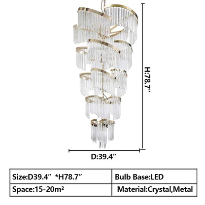Morylighting Grand Tiered Spiral Crystal Chandelier - Background Shot