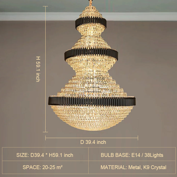 Morylighting Grand Lumina Round Iron Crystal Chandelier - Background Shot