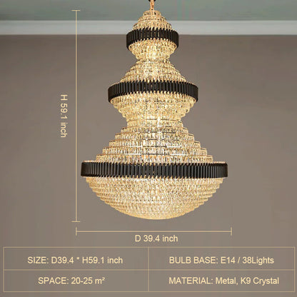 Morylighting Grand Lumina Round Iron Crystal Chandelier - Background Shot