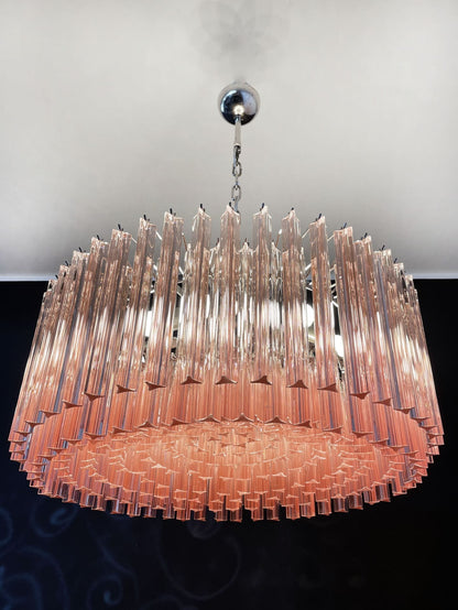 Murano Chandelier – Triedri Round – 265 prisms – Pink