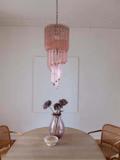Murano Chandelier – Spiral – 54 prisms – Pink