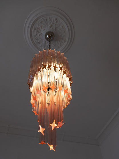 Murano Chandelier – Spiral – 54 prisms – Pink