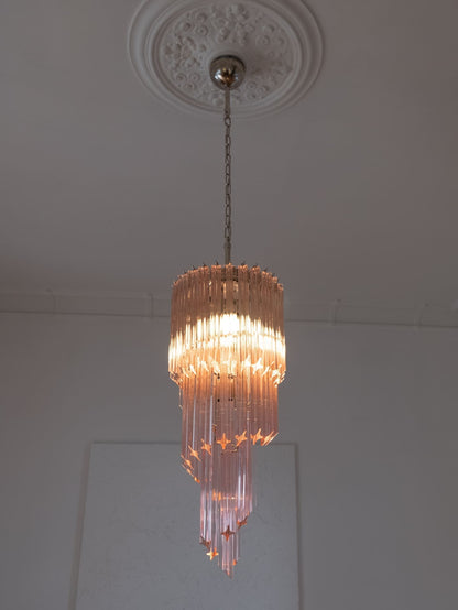 Murano Chandelier – Spiral – 54 prisms – Pink