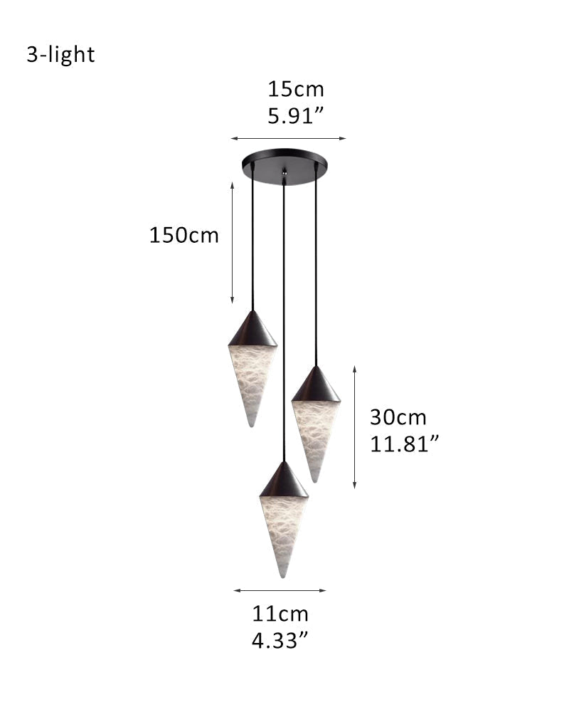 12 light Conical Cluster Minimalist Design Alabaster Pendant Light