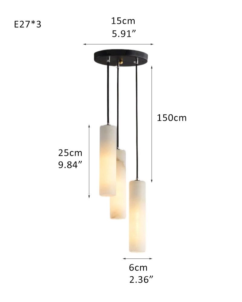 Elegant Lighting Linear Nature Stone 2" Wide Alabaster Chandelier