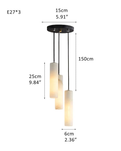Elegant Lighting Linear Nature Stone 2" Wide Alabaster Chandelier