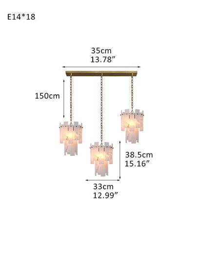 Tired Alabaster marble Cluster Chandelier 13" with adjustable chain