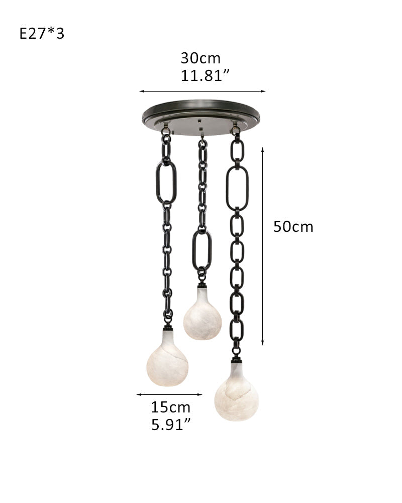 Cluster White Alabaster Globe Pendant Light with adjustable chain