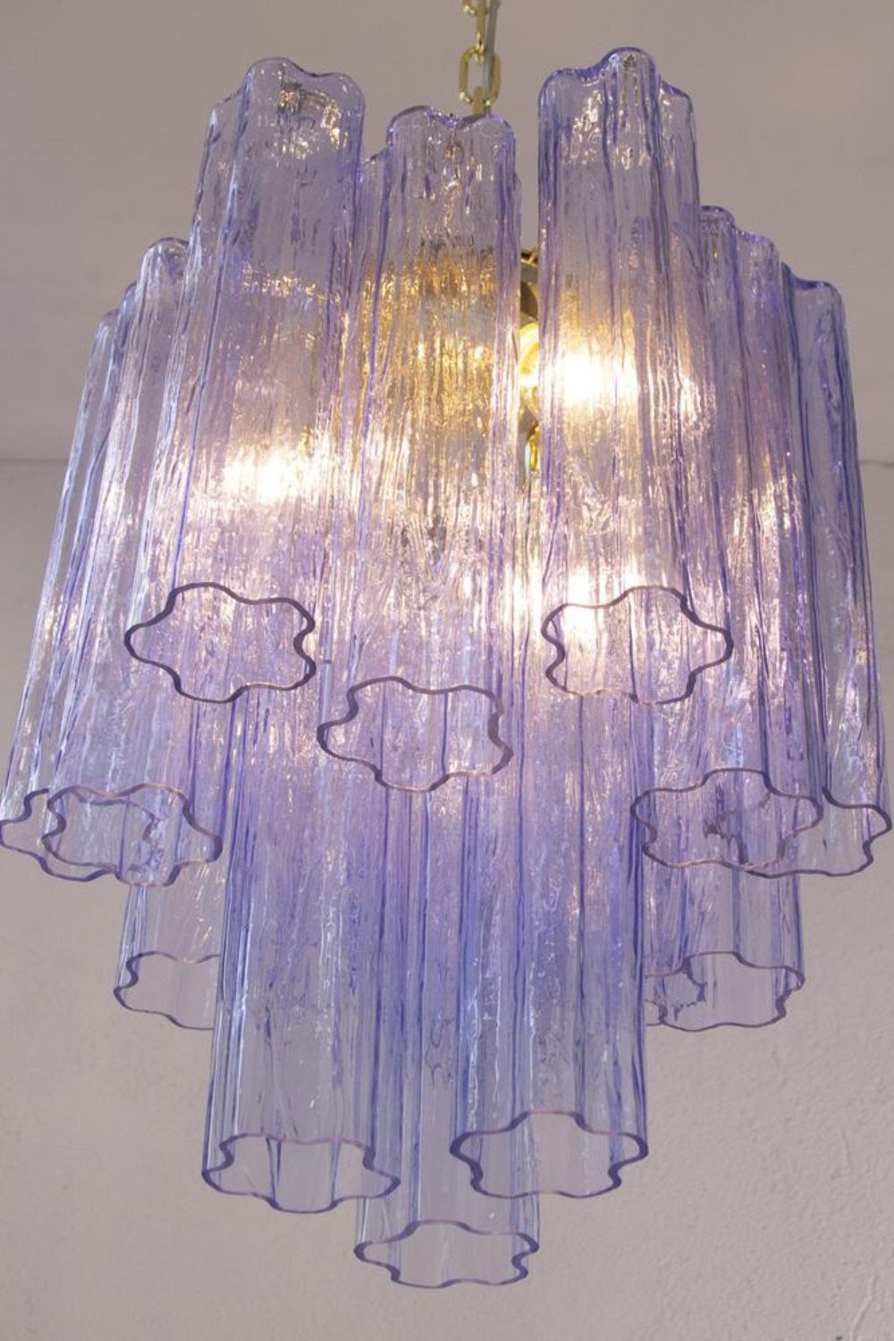 Vintage Art Blue-Purple Glass Tube Chandelier - view 7 | morylighting