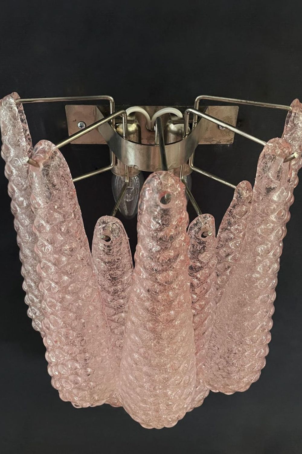 1970s Pink Art Glass Petal Wall Lamp - view 4 | morylighting