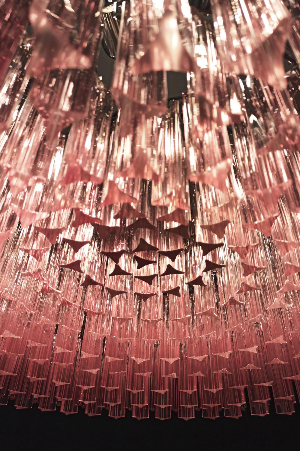 Large pink Art Triedri glass prism chandelier - view 13 | morylighting