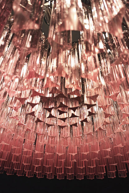Large pink Art Triedri glass prism chandelier - view 13 | morylighting