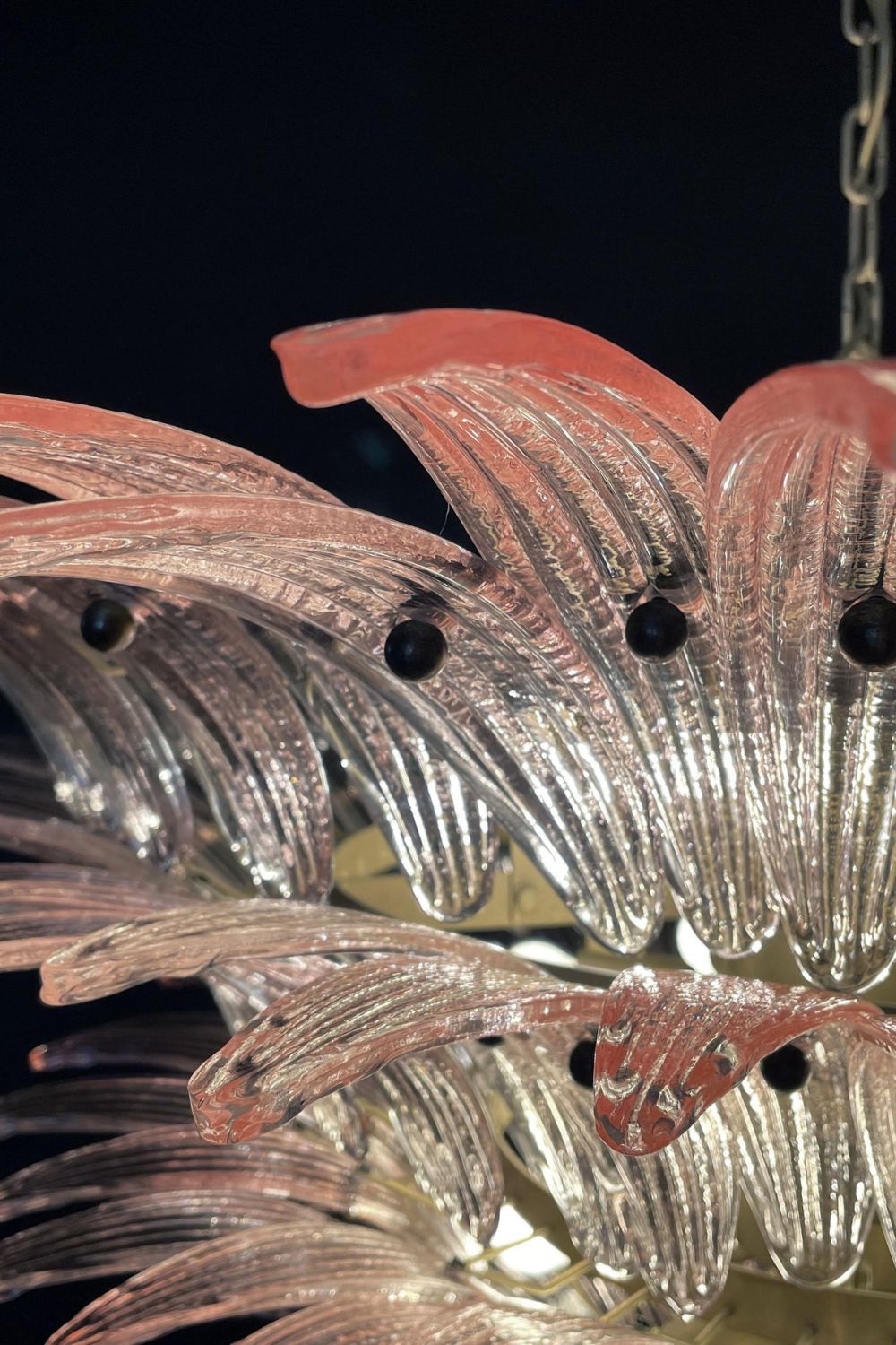 Art Four-tier pink glass palm leaf chandelier - view 12 | morylighting
