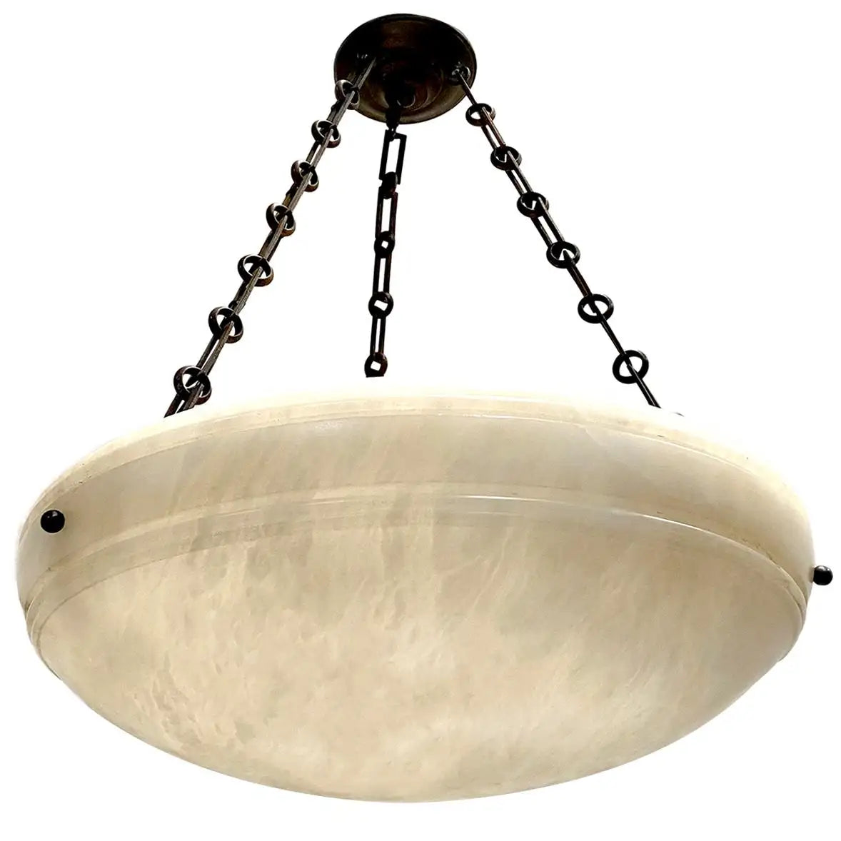 Pair of French Carved Alabaster Fixtures. Sold Individually.