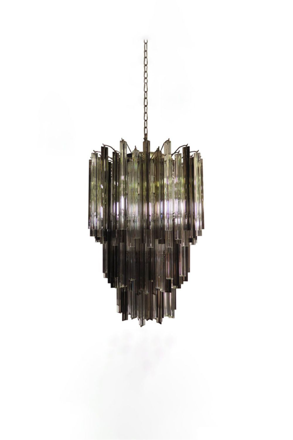Smoked and Clear Art Glass Prism Chandelier | morylighting