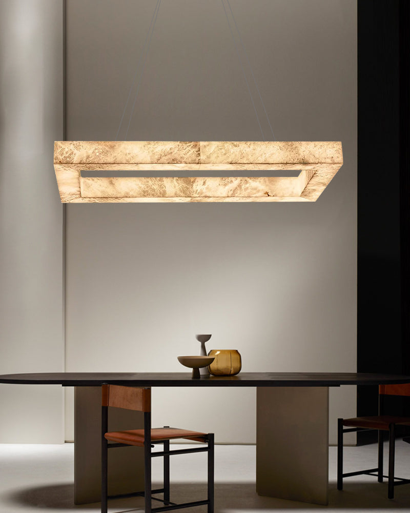 Square/Rectangle Large Alabaster Chandelier, 20" 24" 32" 40" 58" 60" 71" 79" Dia