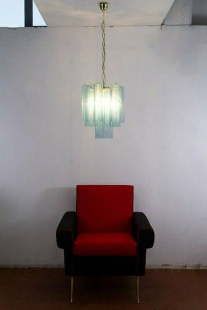 Retro Suspension Lamp with Blue Art Glass Tubes - view 3 | morylighting