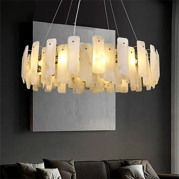 Alabaster Flake Round Chandelier 20" 23" 31" 39''D - morylighting