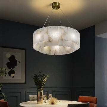 Brendra Alabaster 2-Tier Round Chandelier - morylighting