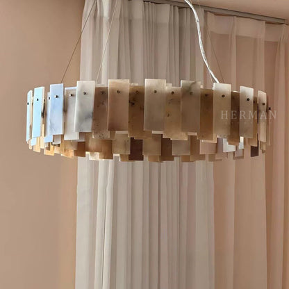 Halo Round Alabaster Chandelier