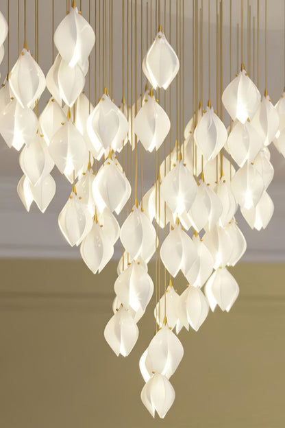 Gold Stem Ceramic Flower Chandelier - view 10 | morylighting