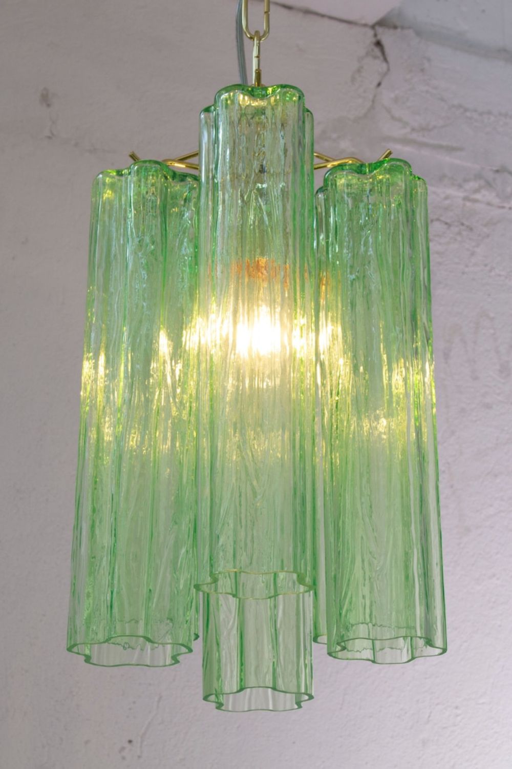 Italian Green Glass Tube Chandelier - view 6 | morylighting