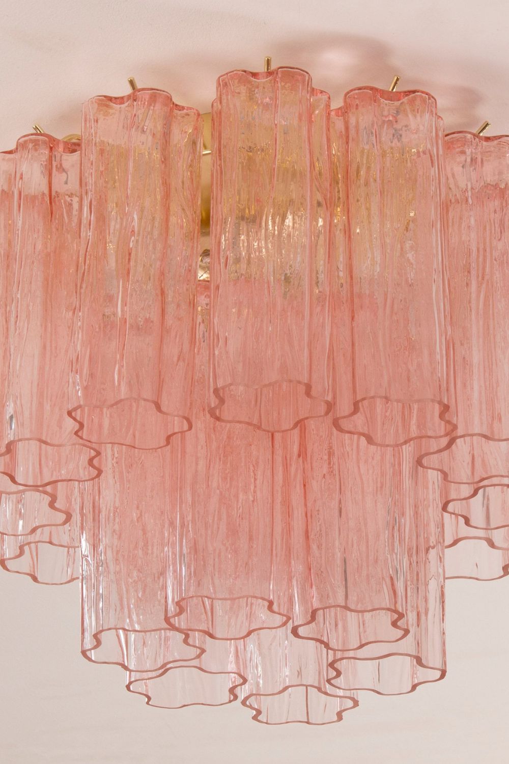 Vintage Pink Murano Tronchi Glass Ceiling Light - view 5 | morylighting