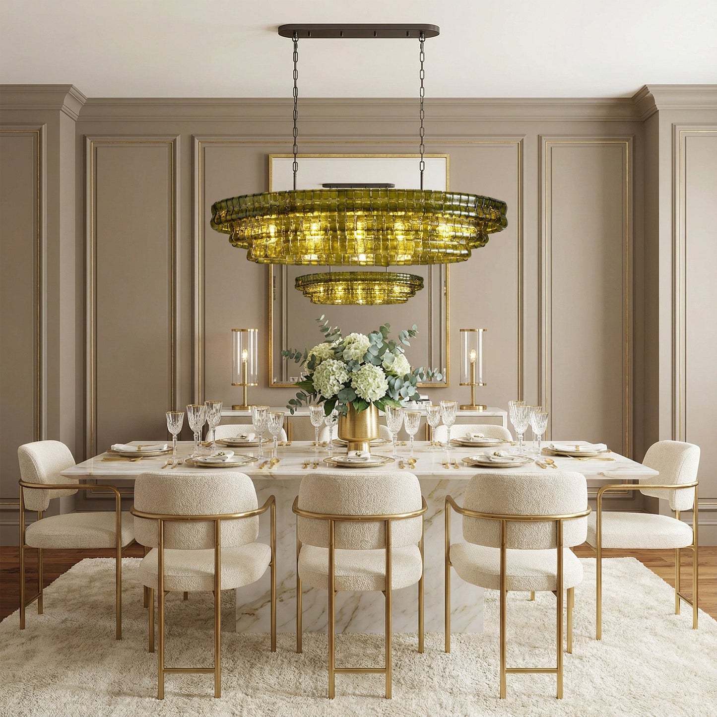 Glacien Oval Chandelier 54"W/65"W