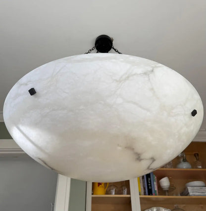 Enormous 36 Ø Flush Mount / Pendant with Stunning Full Moon-Like Alabaster Shade