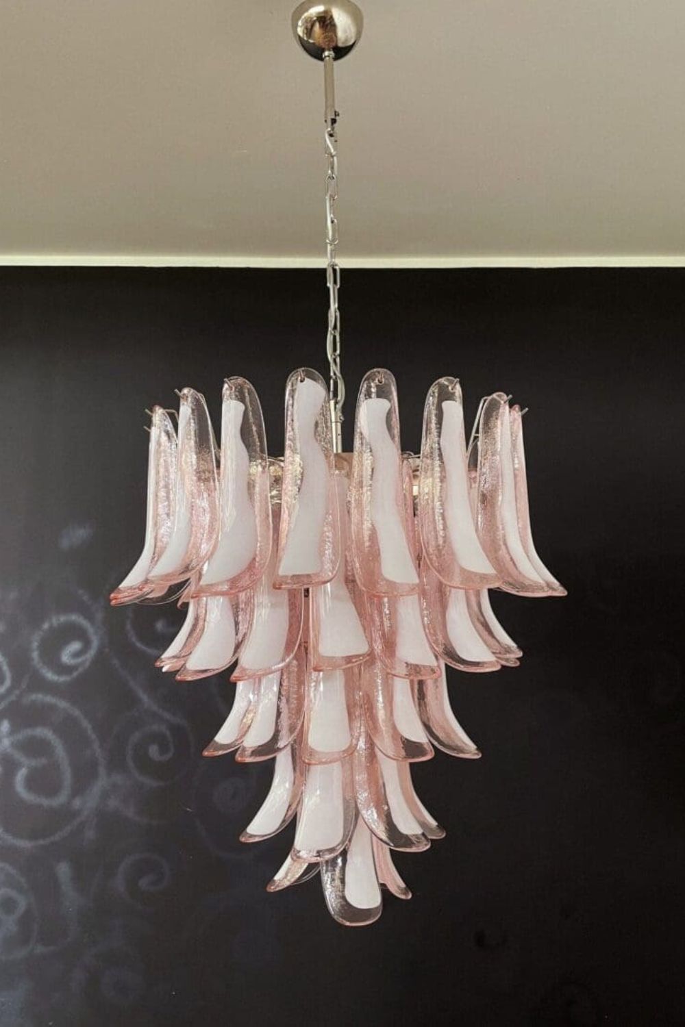 Art Blush Pink Glass Petal Chandelier - view 5 | morylighting